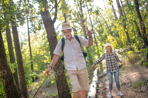 Preview: Husband walking in the forrest with his wife at the weekend
