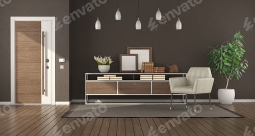Preview: Modern brown home entrance with armored door