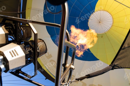Preview: Closeup shot of a hot air baloon getting ready for the flight