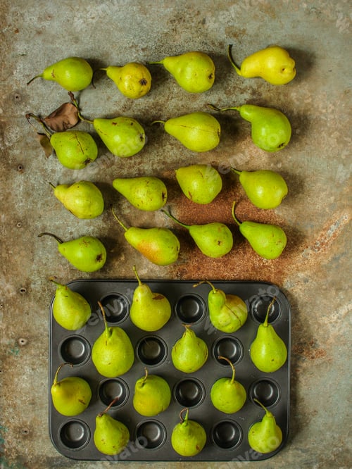 Preview: Pears (Pears Green). Vitamins Food.Top View