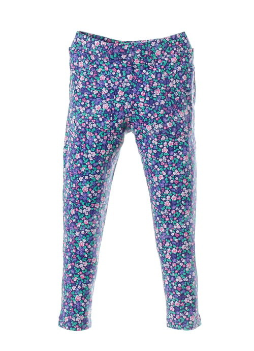 Preview: Blue jeans with floral pattern.