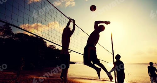 Preview: Beach Volleyball at Sunset Enjoyment Concept
