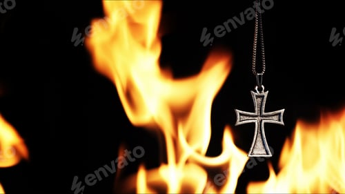 Preview: Christian Religion Symbol Cross on Fire