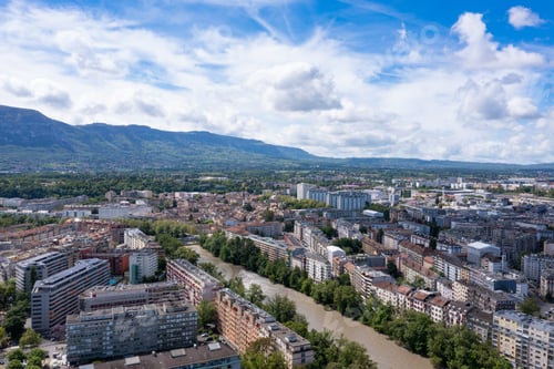Preview: Aerial view of plainpalais in Geneva - Switzerland