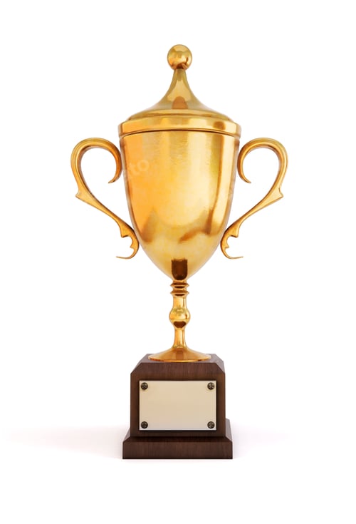 Preview: Gold Cup champion on a white background. Front view. 3D illustra