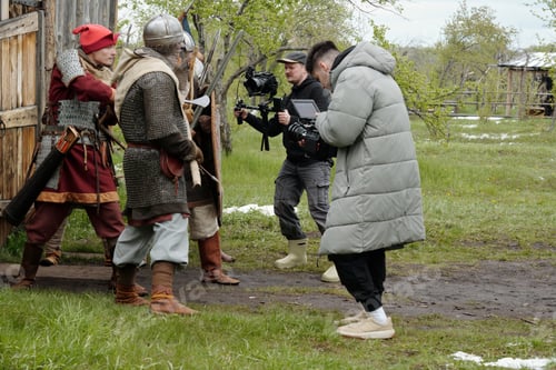 Preview: Filming Historical Reenactment Scene in Outdoor Setting