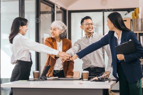 Preview: Asian people in office, group meeting in boardroom, working together, annual discuss opinions