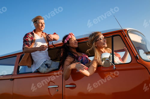 Preview: Hippie friends in a van on a road trip