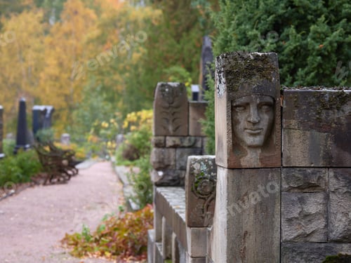 Preview: Old sculpture in European cemetery.