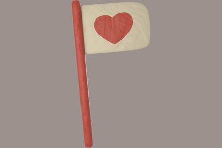 Preview: Crimson Heart on White Flag with Pole