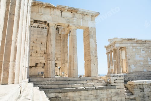 Preview: Parthenon temple, old Greek ruins at sunny day in Acropolis of Athens, Greece
