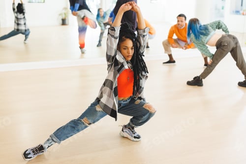 Preview: Image of african american female hip hop dancer practicing at dance studio