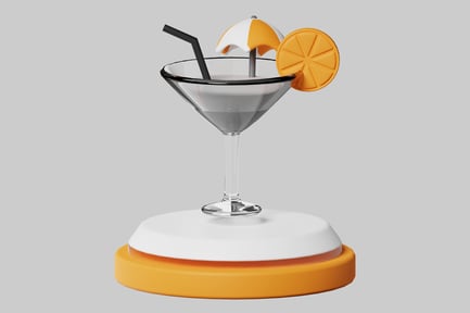 Preview: Tropical Cocktail Glass with Umbrella and Orange Slice