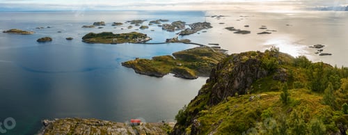 Preview: Henningsvaer on Lofoten islands with sheltered harbour and bridges connecting rocky islands