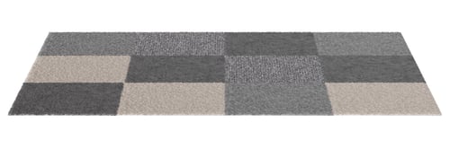 Tapis rectangulaire gris moderne, vue de face. Tapis isolé sur fond blanc