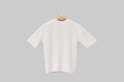 Preview: White short-sleeved t-shirt on a wooden hanger