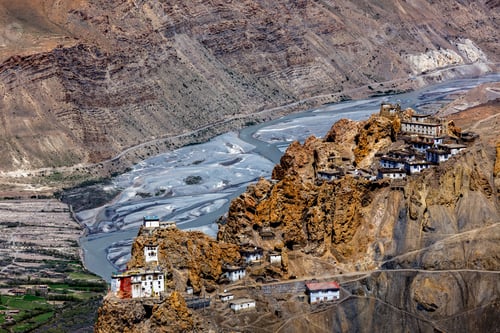 Preview: Dhankar Monastery and village in Himalayas