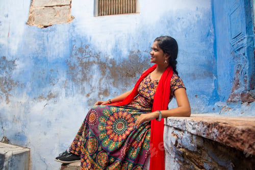 Preview: Indian woman traveler explore in heart of Jodhpur as know as Blue City, Jodhpur, Rajasthan , India.