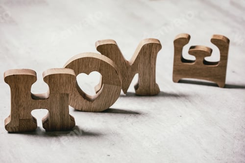 Preview: Wooden letters HOME
