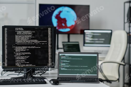Preview: Computers with codes on the screen