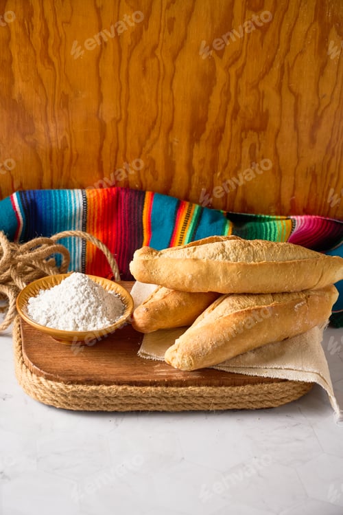 Preview: Bolillo, mexican White bread commonly used to accompany food
