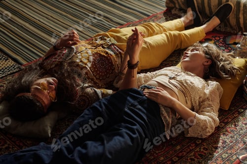 Preview: Relaxing on Antique Carpet with Comfortable Poses