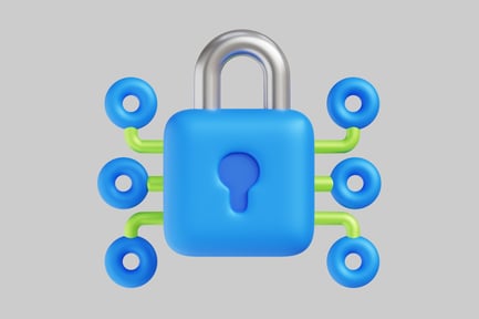 Preview: Blue padlock with connected circular network