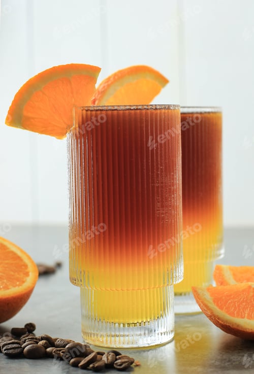 Preview: Iced Orange Espresso Coffee Mocktail Cold Brew Tonic Spritz on White Background