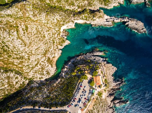 Preview: Aerial view of Porto limnionas beach in Zakynthos (Zante) islan