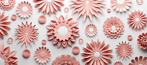 Preview: Pink gold paper flowers elegant background.