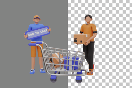 Preview: People Add Product to Cart 3D Illustration