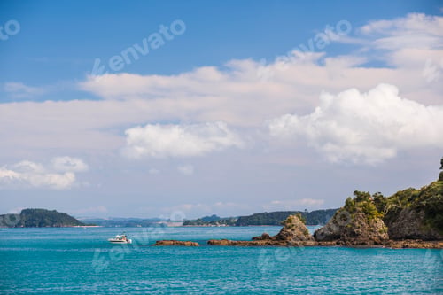 Preview: Motor boat in Russell, Bay of Islands, Northland Region, North Island, New Zealand