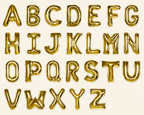 Preview: Set of gold capital A-Z alphabet balloons