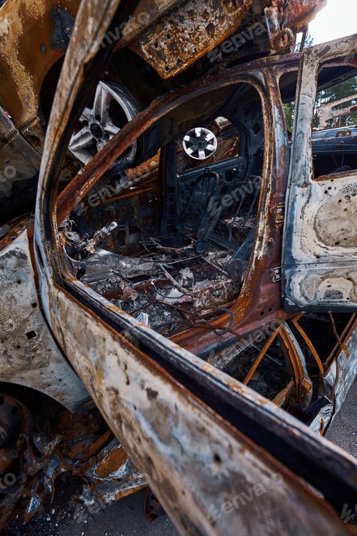 Preview: Car burned in the course of war in Ukraine