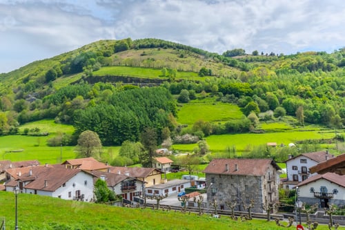 Preview: Areso town in the Sierra de Aralar next to Leiza in Navarre. View of the traditional village