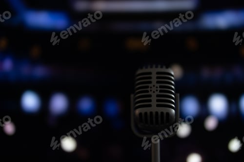 Preview: Old microphone on stage