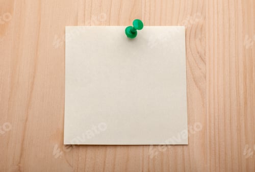 Preview: yellow sticker on wood noticeboard
