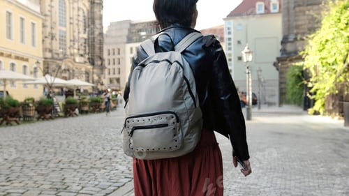 Preview: Tourist Girl Exploring Historical European City Area