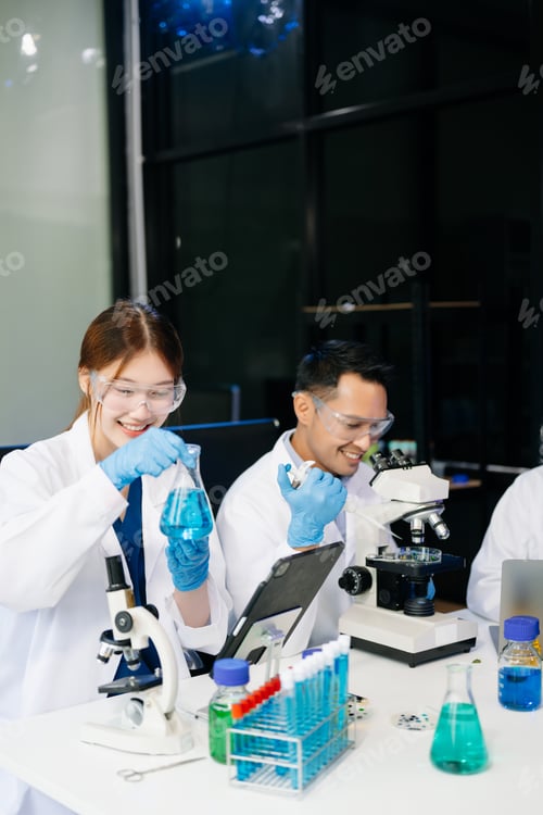 Preview: Dynamic science lab where a team of scientists collaborates on research, testing, and innovation