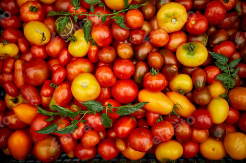 Preview: Different kinds of homegrown tomatoes, Assortment of tomatoes, local farmers market