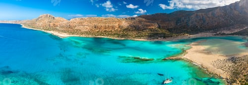 Preview: Amazing drone view of Balos Lagoon and white sandy beach, Crete, Greece