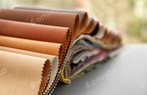 Preview: Textured Faux Leather Swatches in Earthy Tones