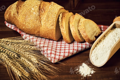 Preview: Bakery food on wood table