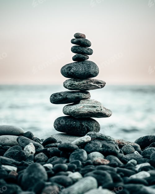Preview: Selective focus shot of stones stacked on top of each other
