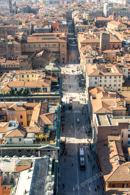 Preview: Independence Street in Bologna From Above, Italy