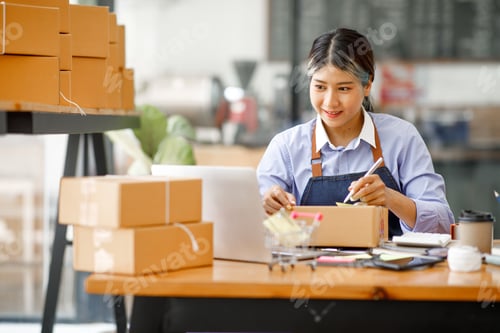 Preview: SME entrepreneur Small business entrepreneurs Online selling ideas,Happy Young Asian business owner