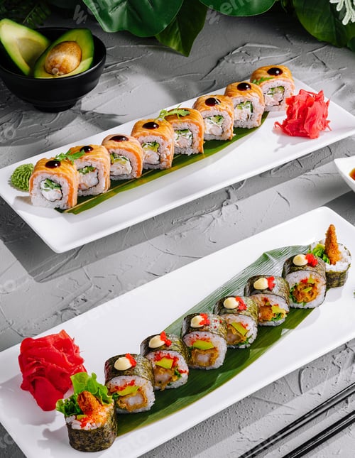Preview: Gourmet sushi platter on elegant table setting