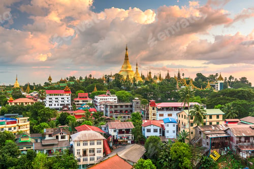 Preview: Yangon, Myanmar view of Shwedagon Pagoda