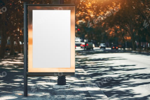 Preview: An empty poster mockup near a road