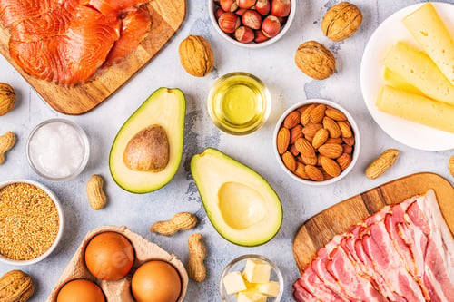 Preview: Keto, ketogenic diet, low carb, healthy food background.